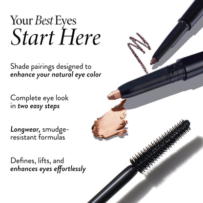 WONCOLOR Eye Color Enhancing Duo - Swipe-n-Line Instant Eye Perfecting Stick & Volumizing Longwear Mascara