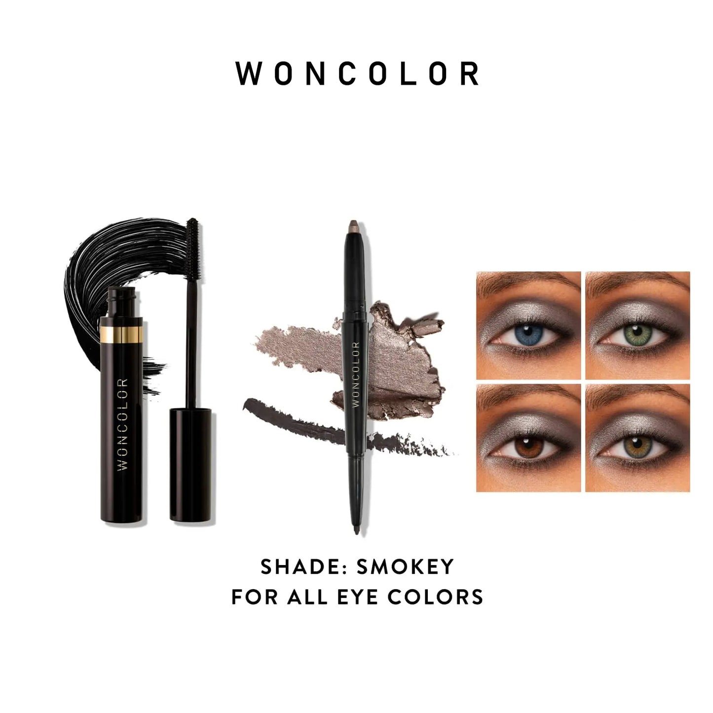 WONCOLOR Eye Color Enhancing Duo - Swipe-n-Line Instant Eye Perfecting Stick & Volumizing Longwear Mascara