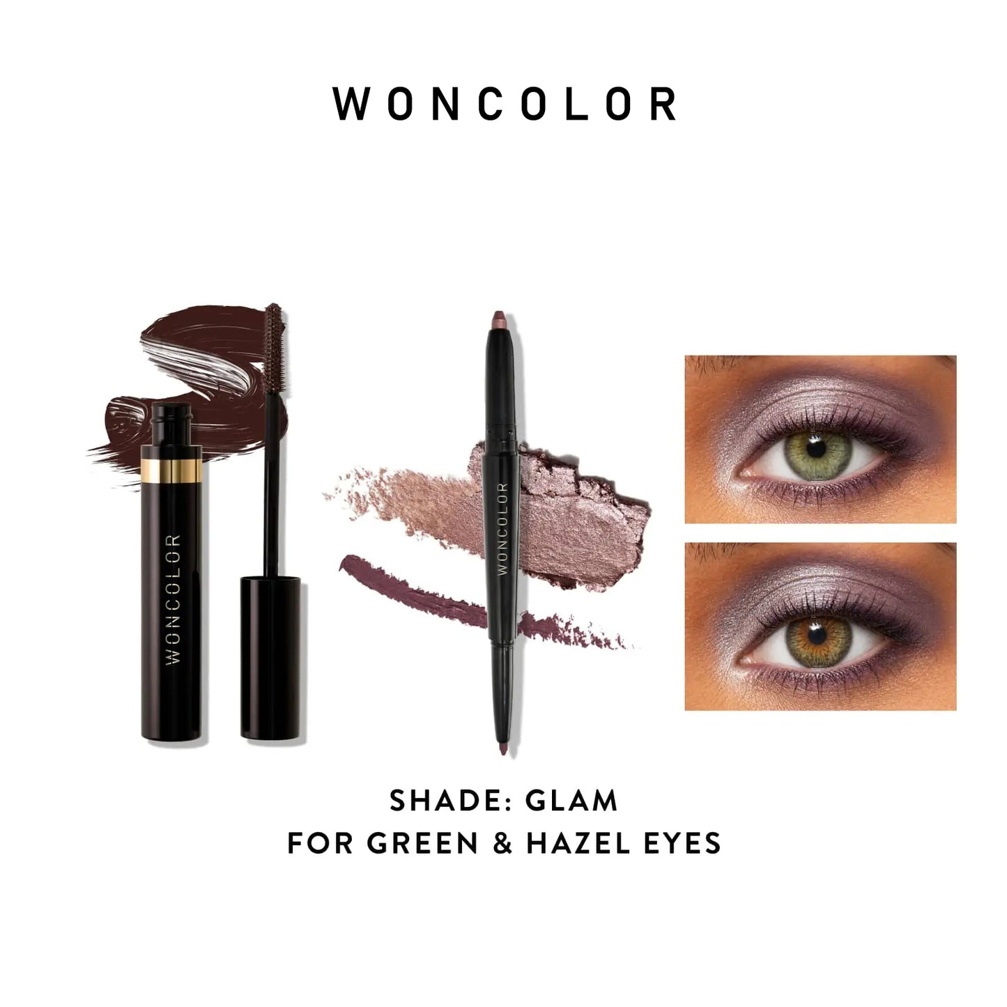 WONCOLOR Eye Color Enhancing Duo - Swipe-n-Line Instant Eye Perfecting Stick & Volumizing Longwear Mascara