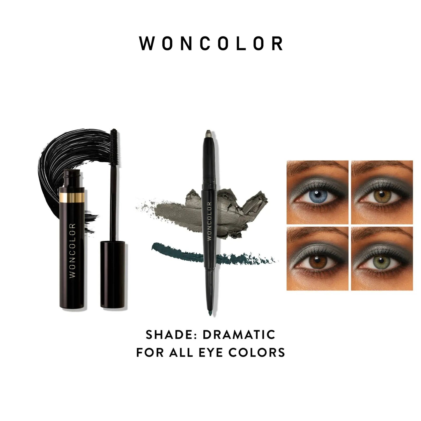 WONCOLOR Eye Color Enhancing Duo - Swipe-n-Line Instant Eye Perfecting Stick & Volumizing Longwear Mascara