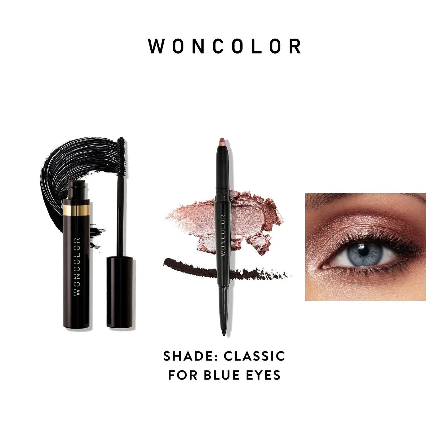 WONCOLOR Eye Color Enhancing Duo - Swipe-n-Line Instant Eye Perfecting Stick & Volumizing Longwear Mascara