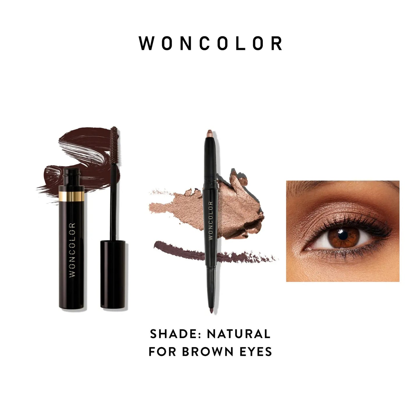 WONCOLOR Eye Color Enhancing Duo - Swipe-n-Line Instant Eye Perfecting Stick & Volumizing Longwear Mascara